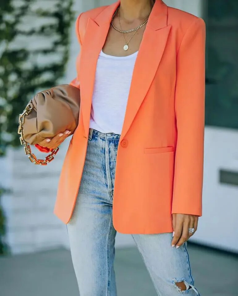 Levoire | Blazer Pour Femmes Avec Poches Pratiques Orange