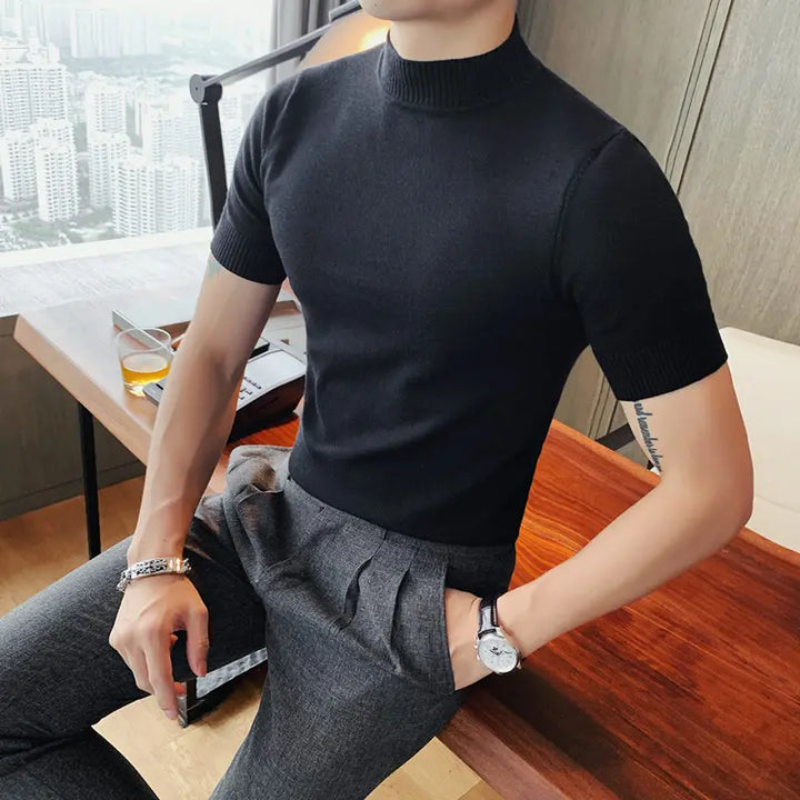 Levoire | Pull Homme Doux À Manches Courtes Noir