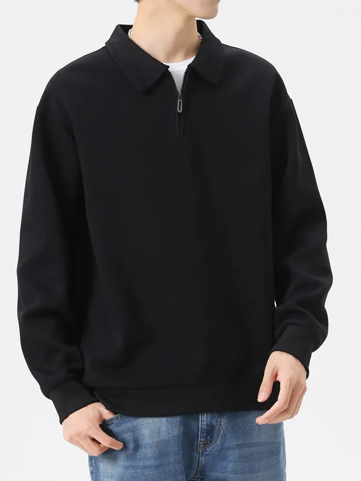 Levoire | Pull Polo Pour Hommes Élégant Avec Fermeture Éclair Pour Un Usage Quotidien Noir