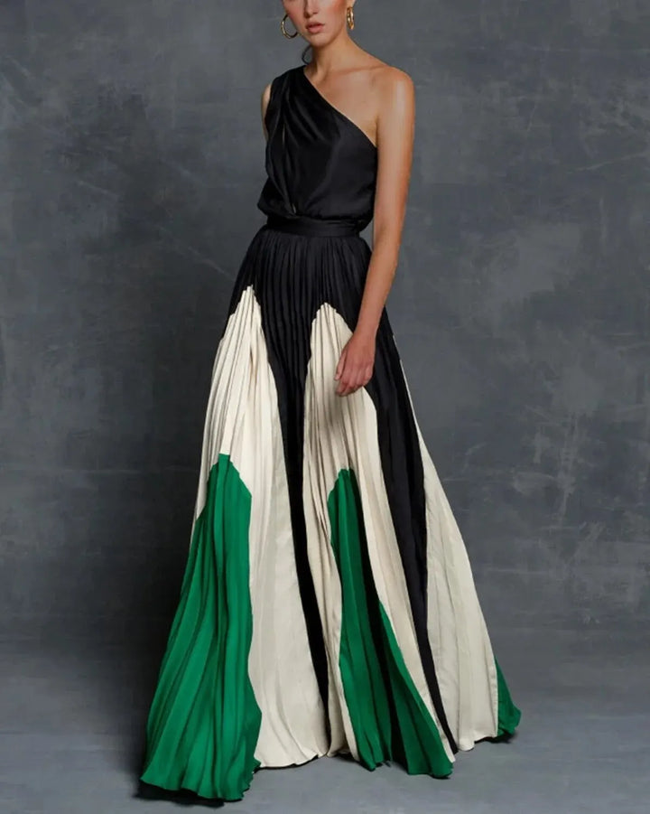 Levoire | Robes Maxi Glamour À Une Épaule Vert