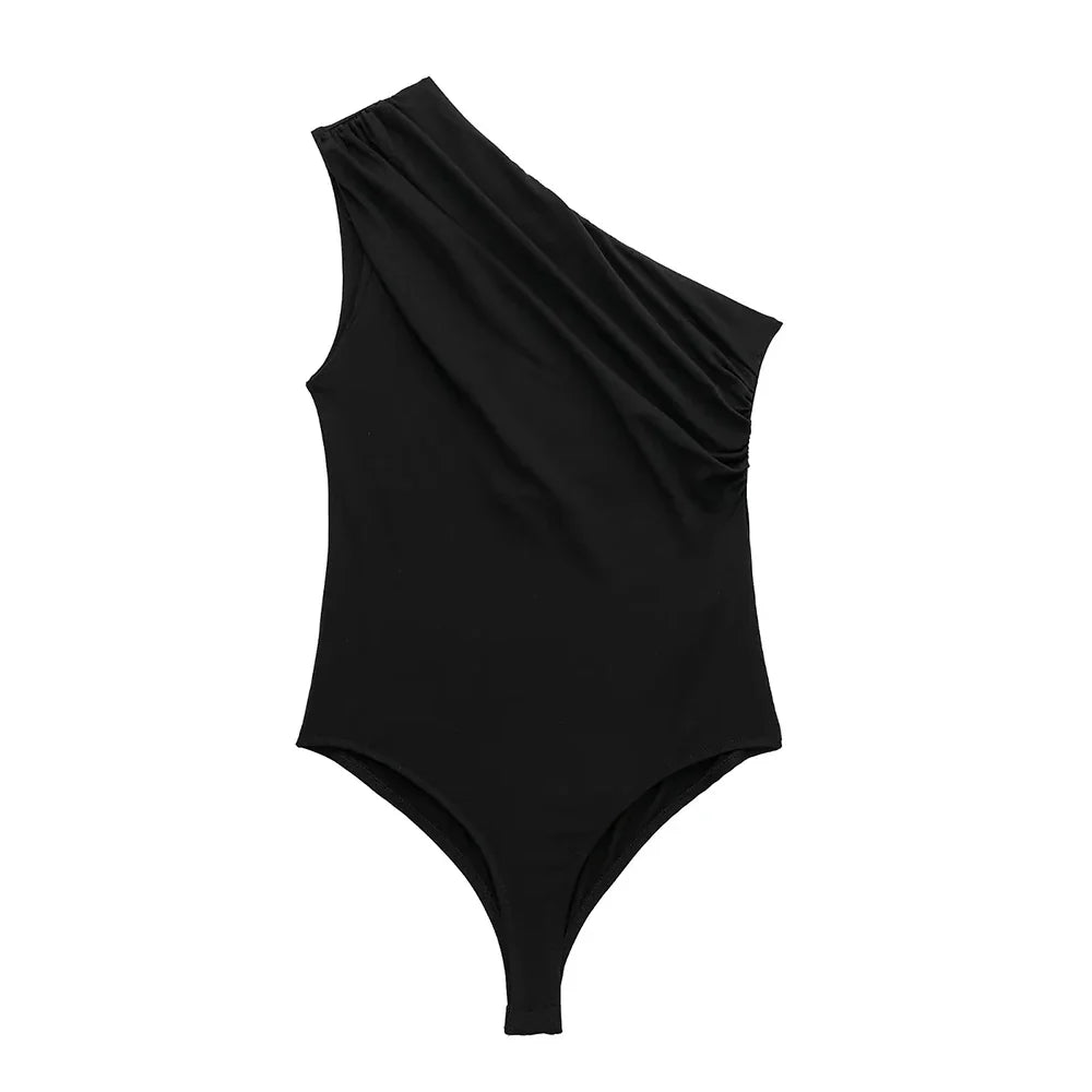 Levoire | Body Asymétrique Avec Fronce Décorative Noir
