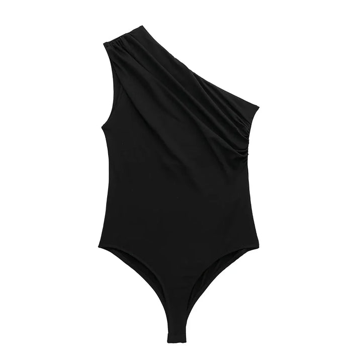 Levoire | Body Asymétrique Avec Fronce Décorative Noir