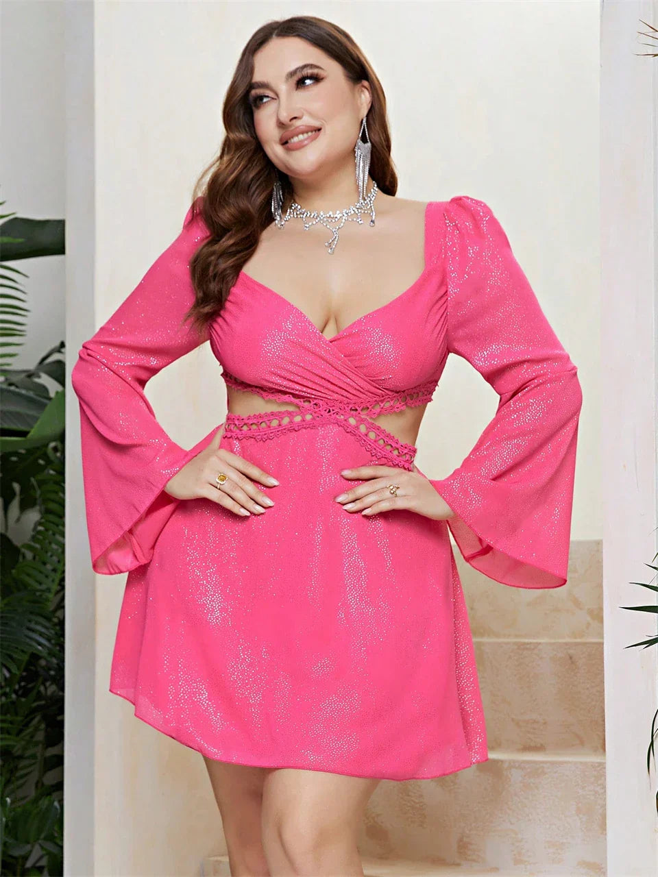 Levoire | Robe En Dentelle Grande Taille Rouge Rose