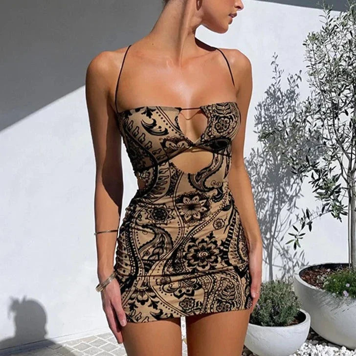 Levoire | Imprimé Dos Nu That Girl Mini Robe noir