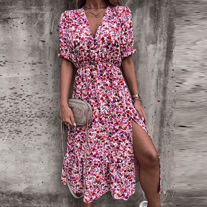 Levoire | Femme Robe à jupe fendue imprimée floral Rose