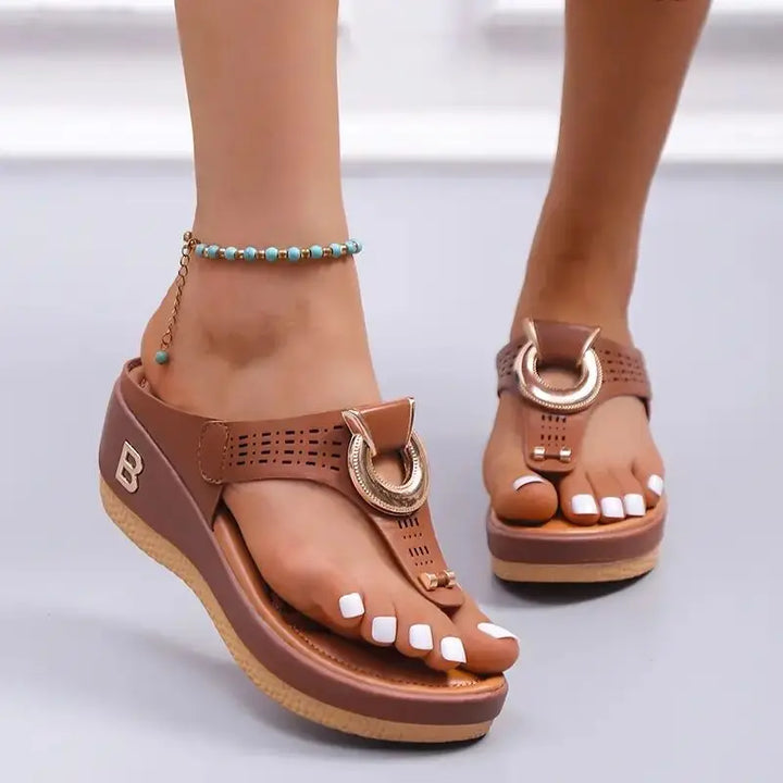 Levoire | Chaussures D'Été, Grandes Semelles Compensées, Antidérapantes, Chaussures De Plage Confortables Braun