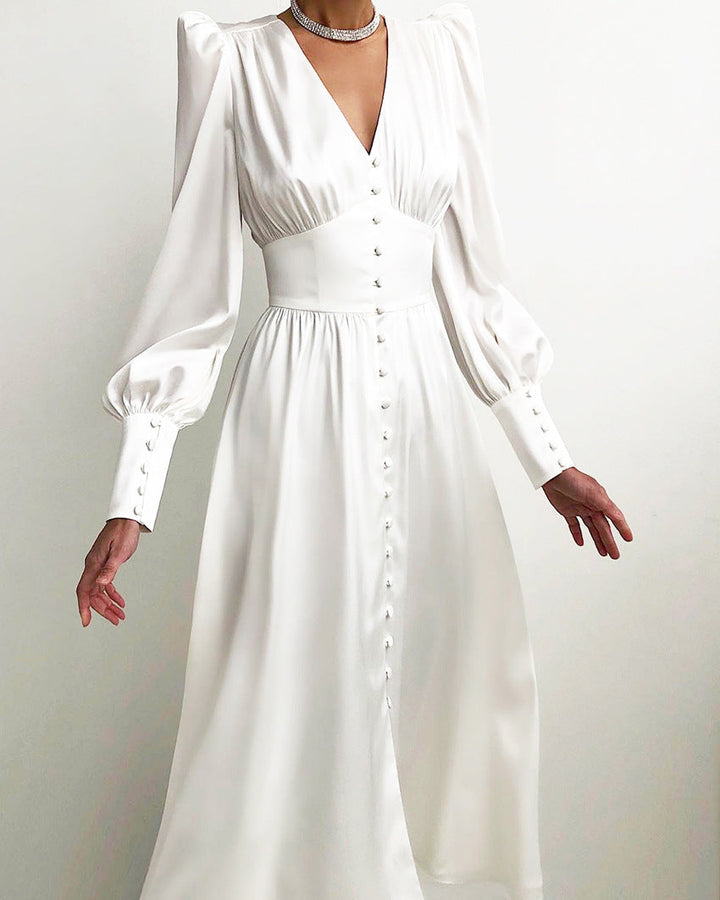 Levoire | Robe Satin Rétro Avec Boutonnage Pour Femmes