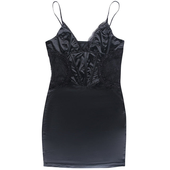 Levoire | Zip Sans Bretelles Profond V-Lace Dos Nu Mini Robe