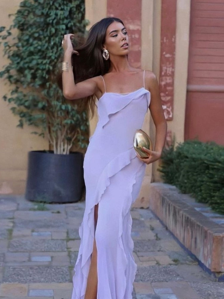 Levoire | Ruban Froncé Blanchi Tau Ouverture Latérale Robe Maxi Style 1