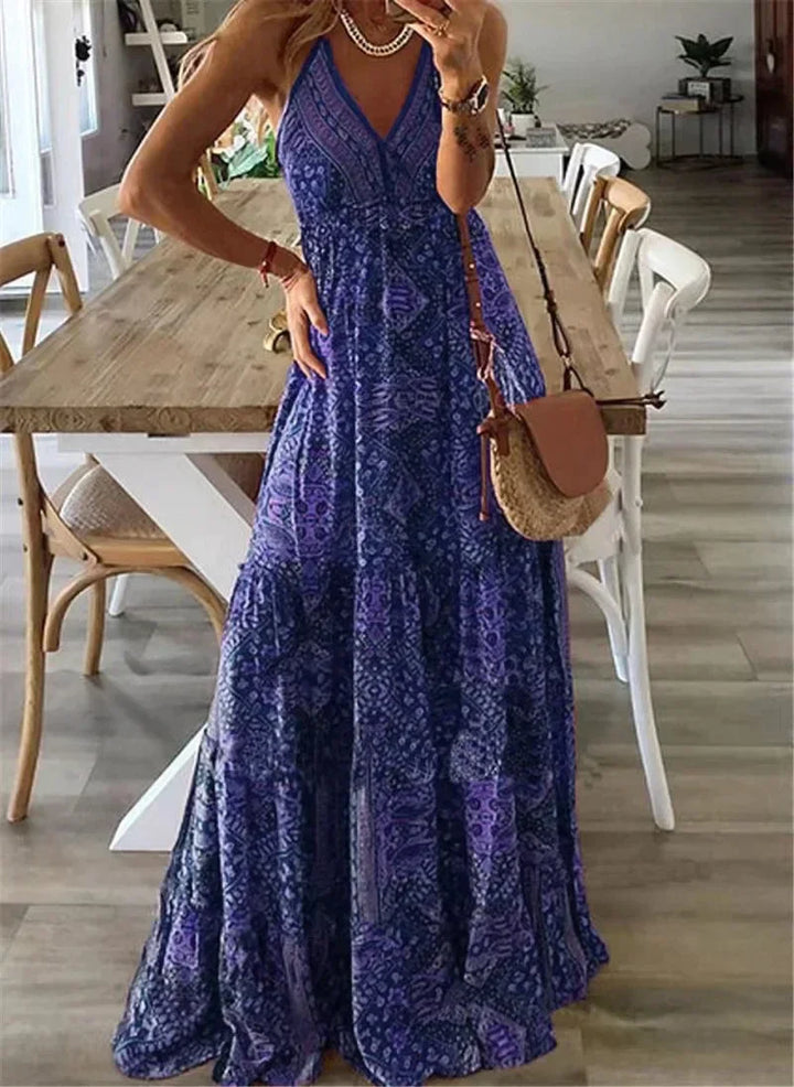 Levoire | Robe Maxi À Imprimé Boho Bleu foncé