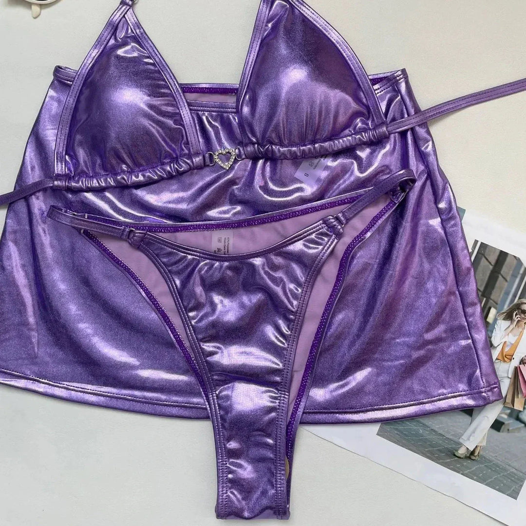 Levoire | Ensemble De Bikini Métallique 3 Pièces Pour Des Accents Brillants