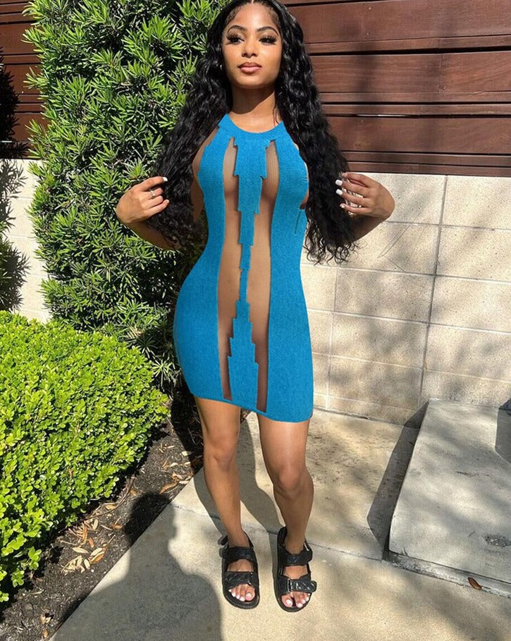 Levoire | Robe Midi Tricotée À Manches Transparentes Et Fendue