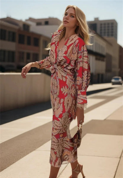 Levoire | Robe En Soie Élégante Avec Finition Brillante Rot