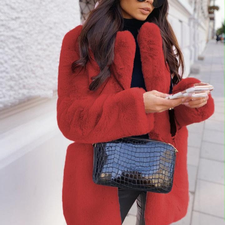 Levoire | Manteau d'hiver à col épais à manches longues avec poches Rot