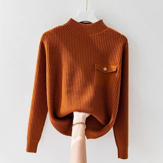 Levoire | Pull En Maille Fine Simple Et Élégante Orange