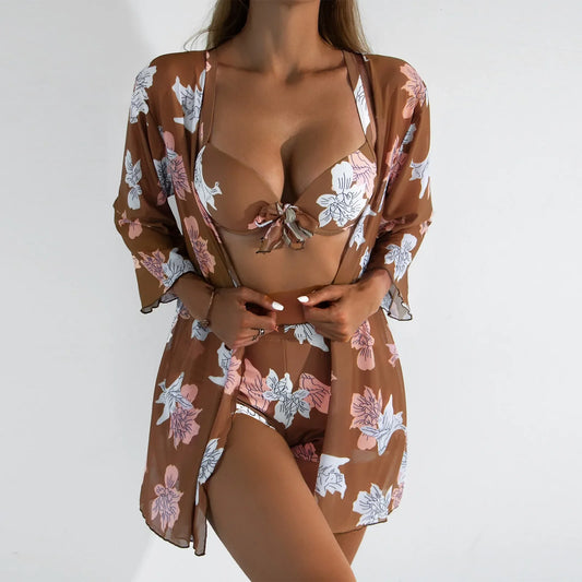 Levoire | Ensemble Bikini Fleuri Pour Femme Brun