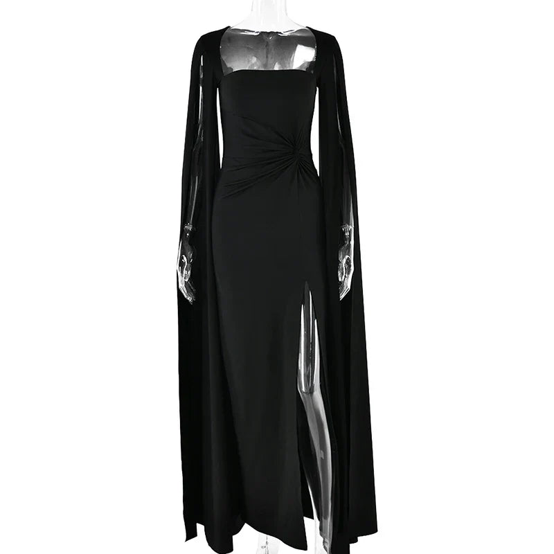 Levoire | Robe Longue À Manches Cape Avec Fente