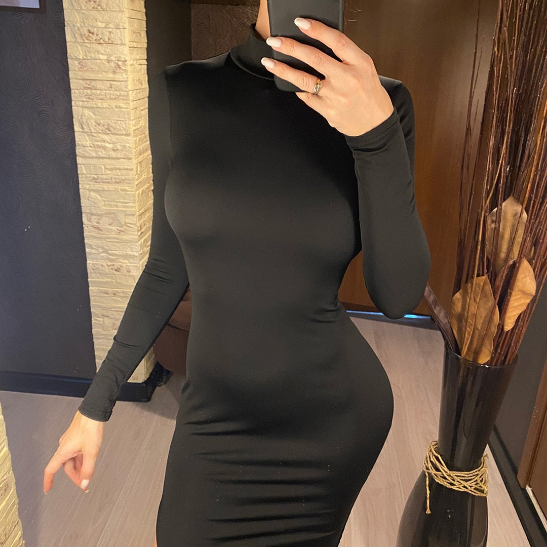 Levoire | Noir Robe Maxi Détail À Manches Longues O-Cou