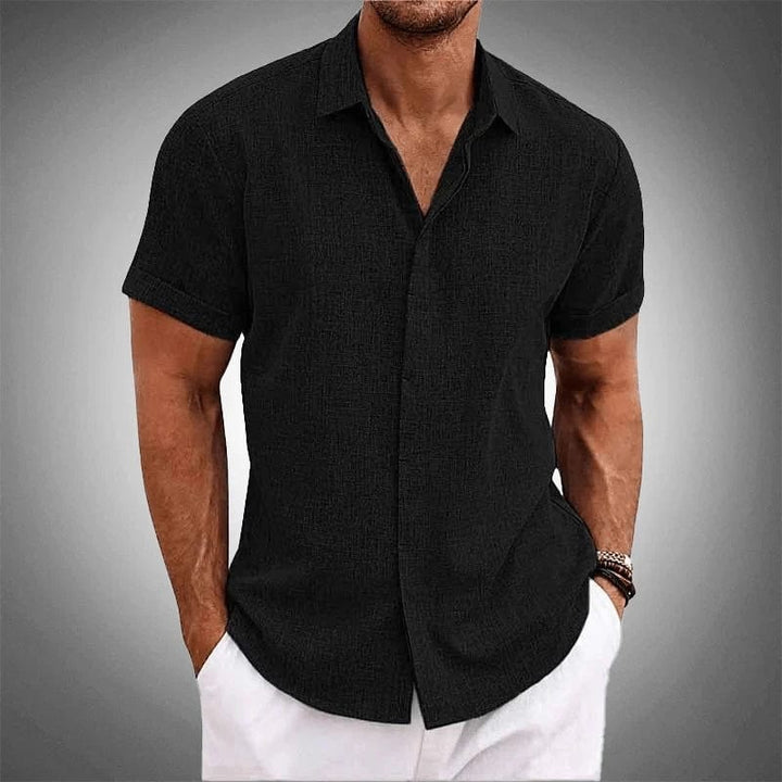 Levoire | Chemise En Lin À Manches Courtes Noir