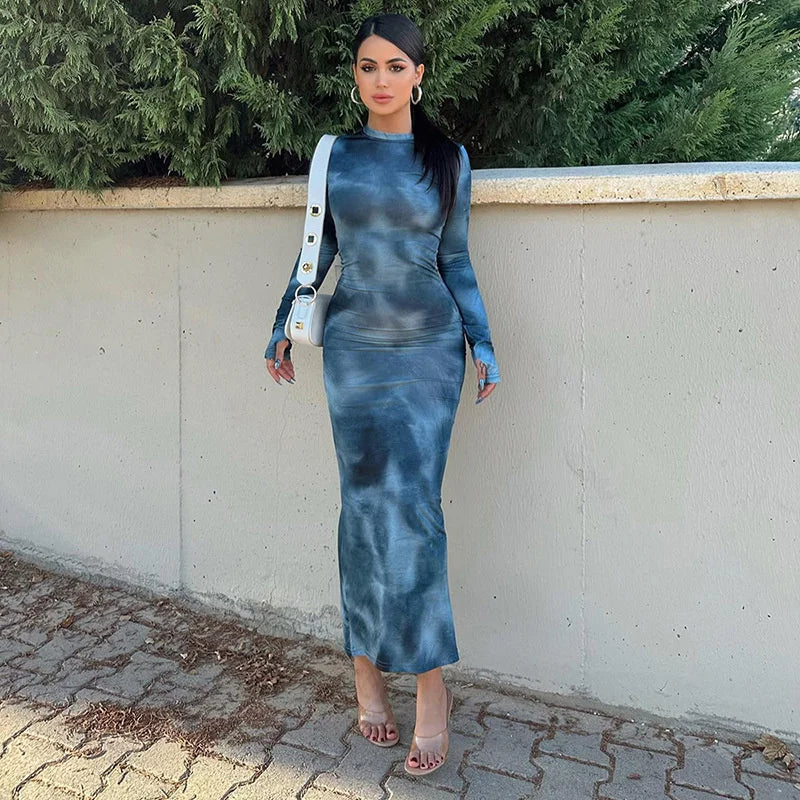 Levoire | Robe Étroite Avec Motif De Nœud Bleu