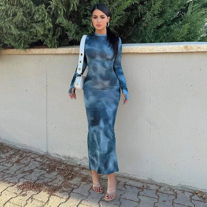 Levoire | Robe Étroite Avec Motif De Nœud Bleu