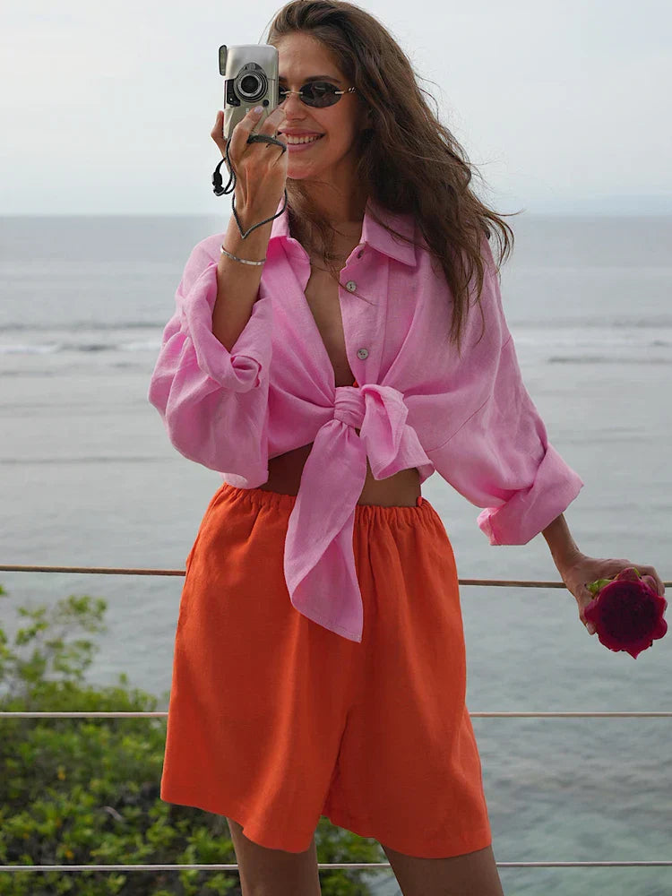 Levoire | Surpoids Chemise En Lin Rosa