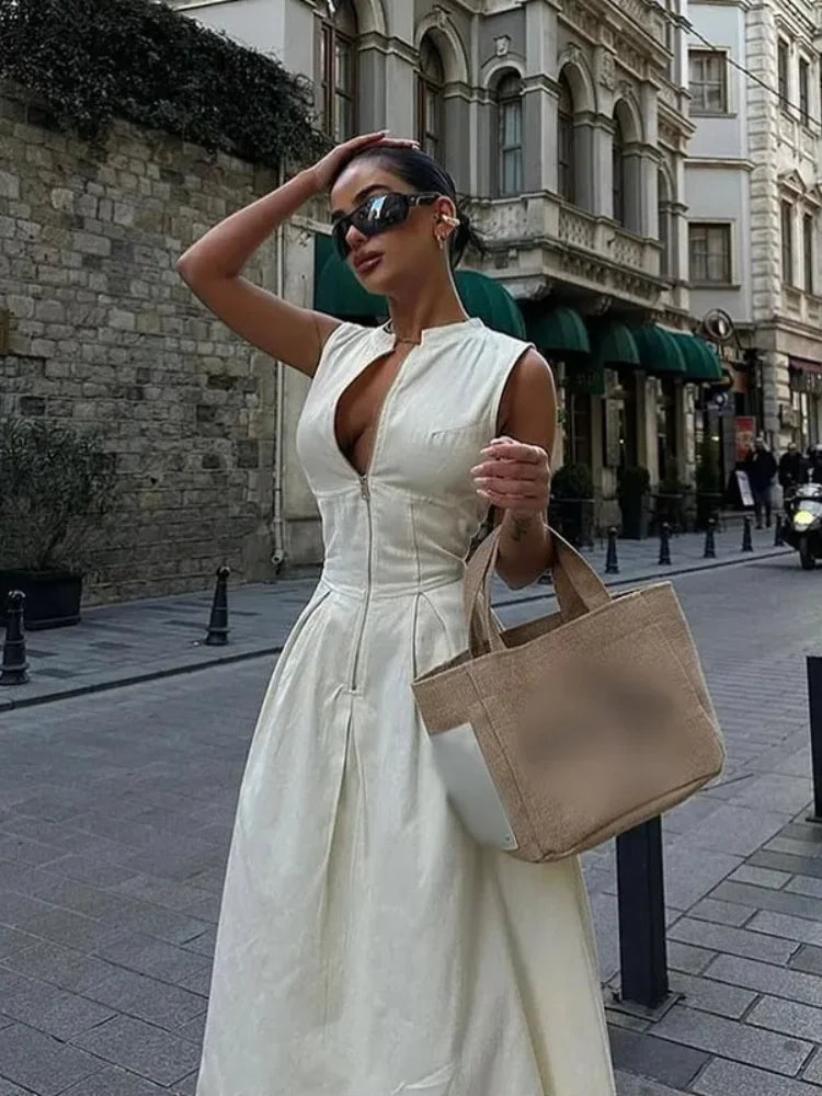 Levoire | Robe Longue Élégante Plissée Sans Manches