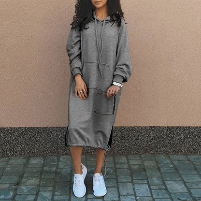 Levoire | Beautiful Hooded Dress With Pockets Gris