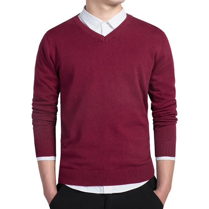 Levoire | Pull En Tricot Premium Avec Décolleté En V Pour Hommes Rot