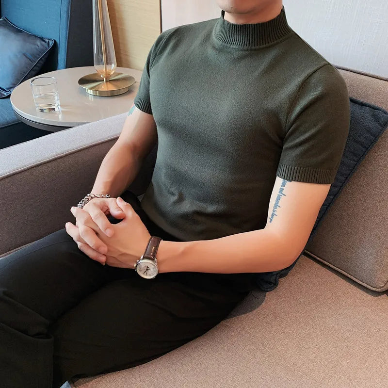Levoire | Pull Homme Doux À Manches Courtes Vert olive