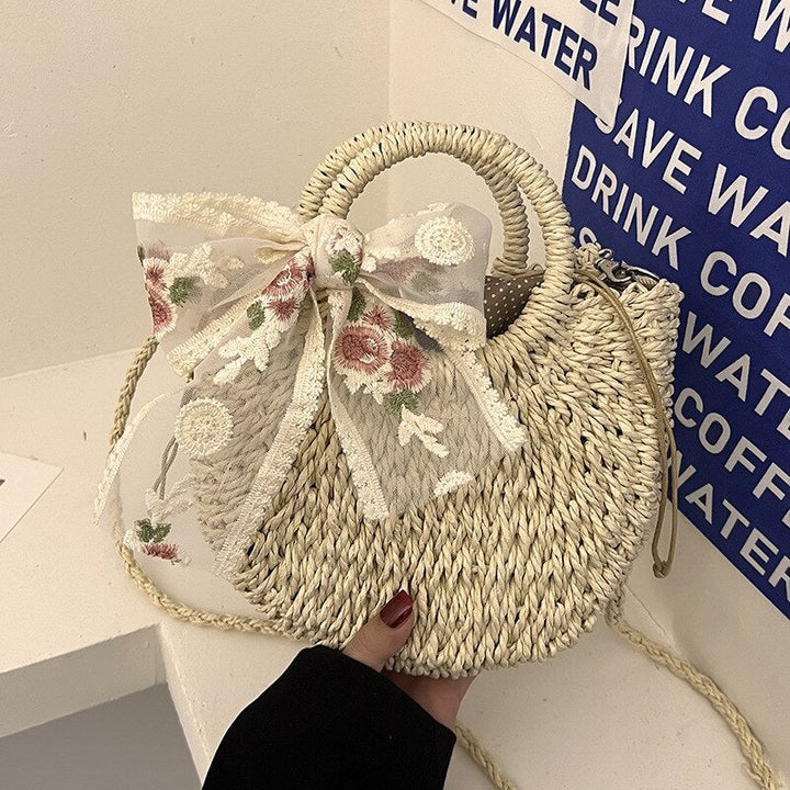 Levoire | Sac À Épaule En Rattan - Un Sac D'Été Élégant Pour Femmes Beige avec écharpe