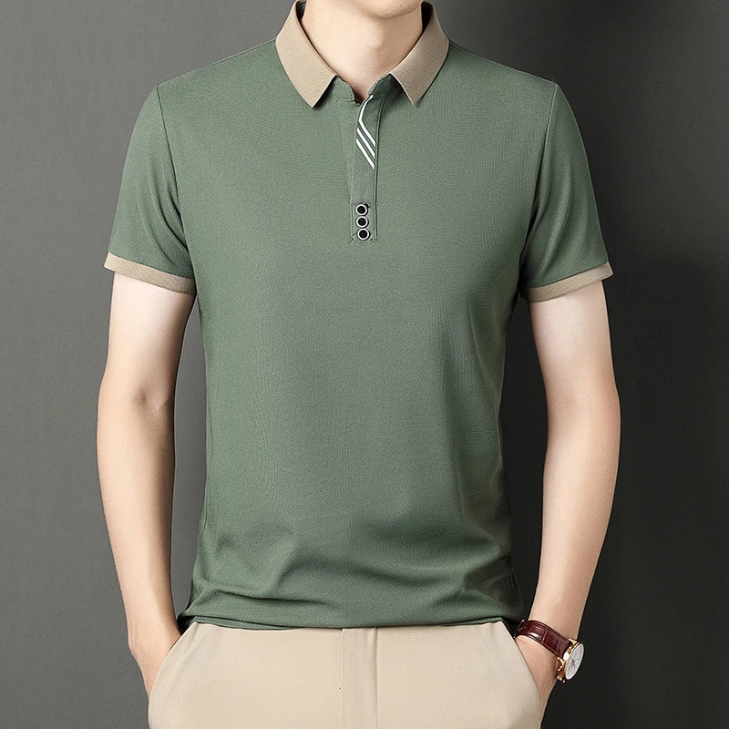 Levoire | Polo Moderne Stylé Pour Hommes Avec Col En V Vert