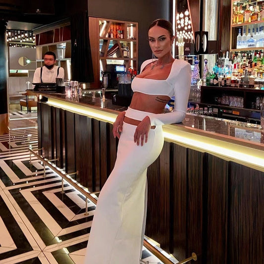 Levoire | Haut À Col Carré Et Jupe Maxi Ensemble