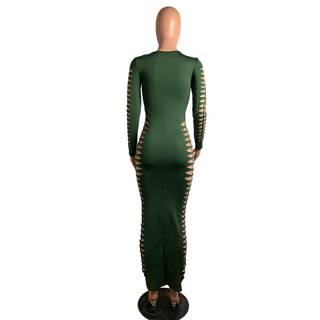Levoire | Robe Maxi Bodysuit À Manches Longues Avec Longueur Sur Le Côté