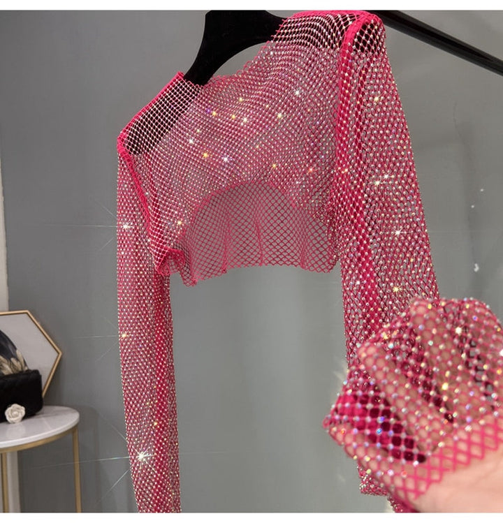 Levoire | Mode Nouvelle Sexy Cristal Court T-Shirt Rosenrot Taille unique