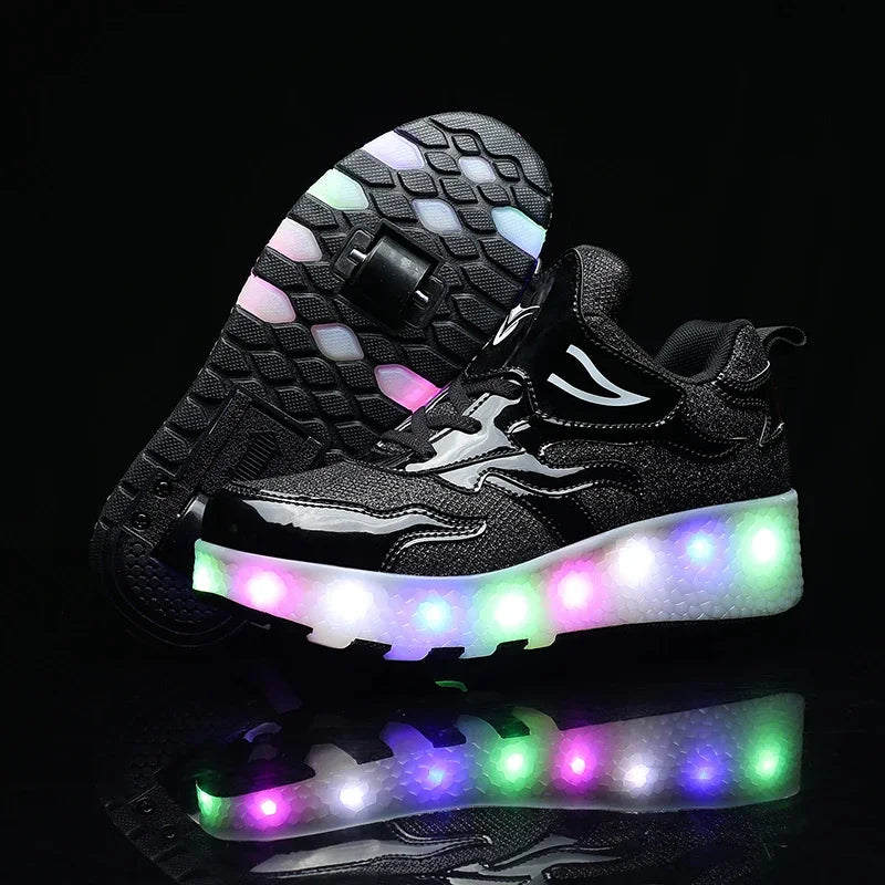 Levoire | Chaussures À Roulettes Led Pour Enfants Noir