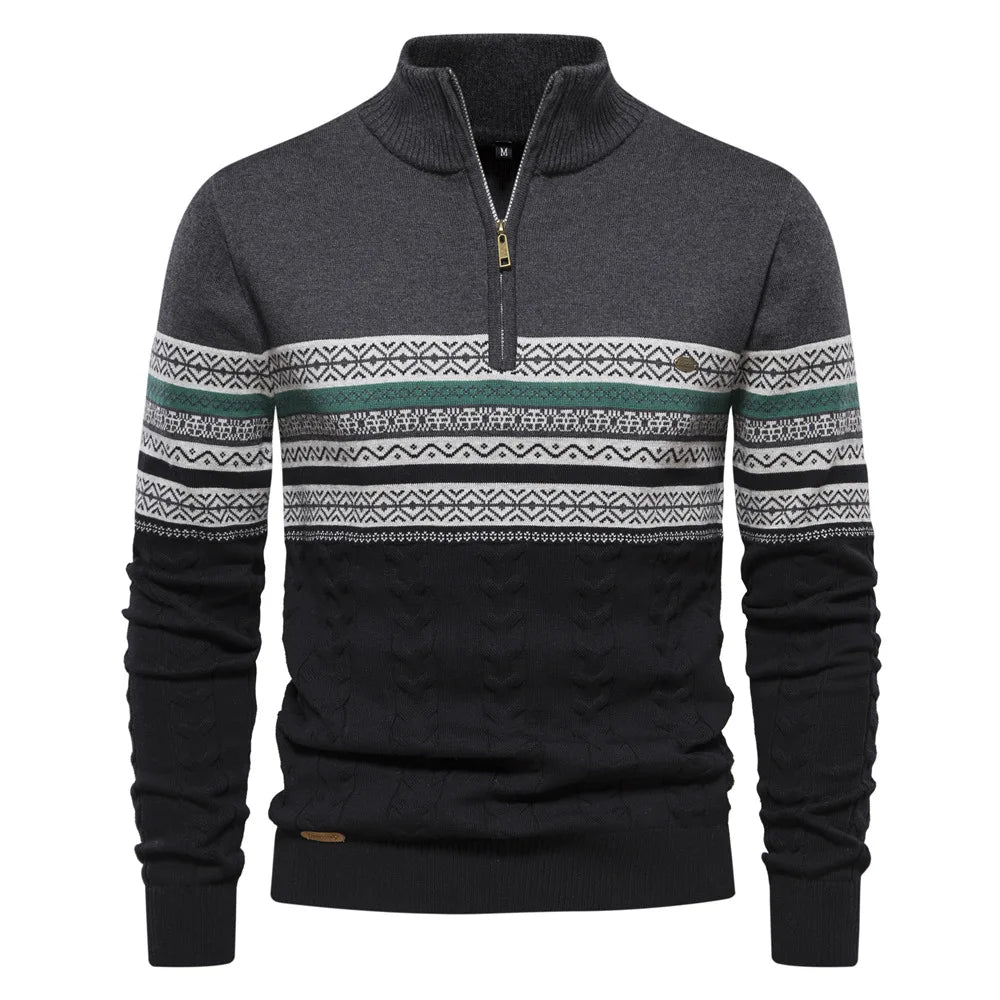 Levoire | Pull Fair Isle Avec Demi-Fermeture Éclair Gris foncé