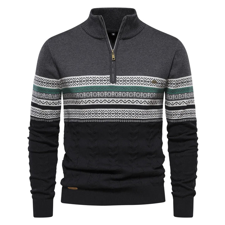 Levoire | Pull Fair Isle Avec Demi-Fermeture Éclair Gris foncé