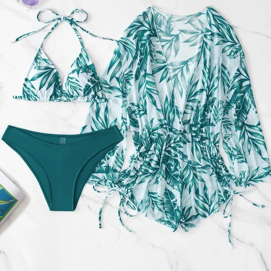 Levoire | Ensemble De Plage Combinaison Et Bikini Vert