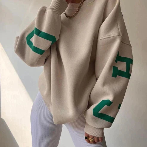 Levoire | Sweat-shirt Oversize Élégant Pour Femme Kaki