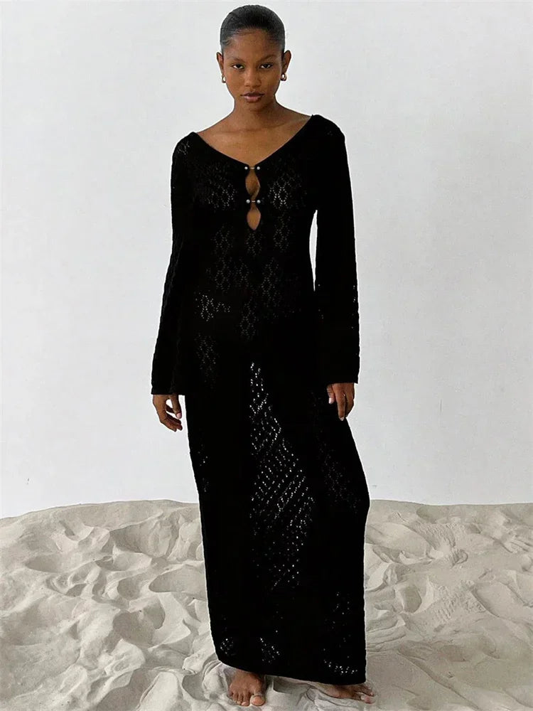 Levoire | Tossy Blanc Tricoté Maxi Robe Femme