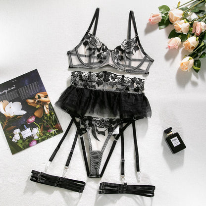 Levoire | Ensemble Élégant De Lingerie Avec Jupe En Tulle Noir