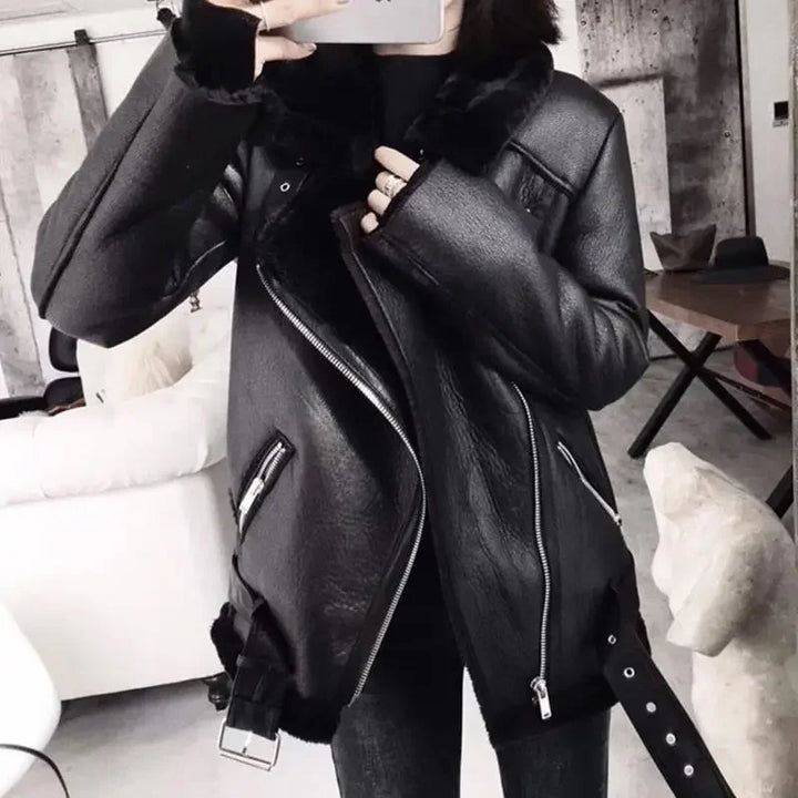 Levoire | Veste chaude en similicuir Noir
