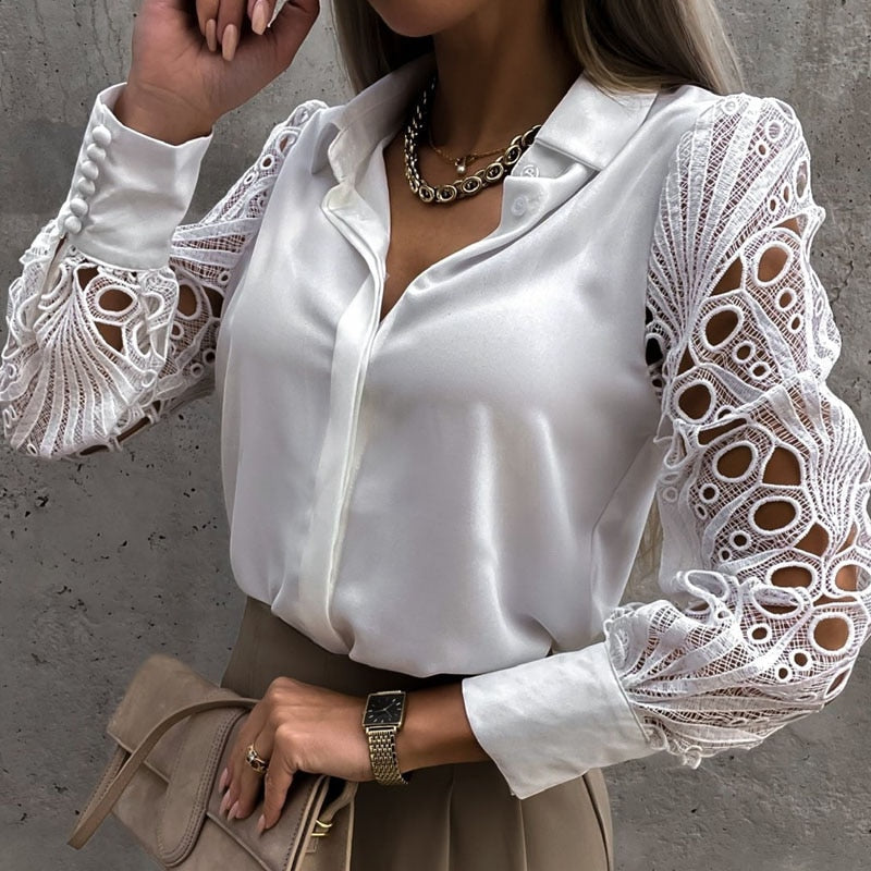 Levoire | T-Shirt À Manches Longues En Maille Élégante Avec Bouton Blanc