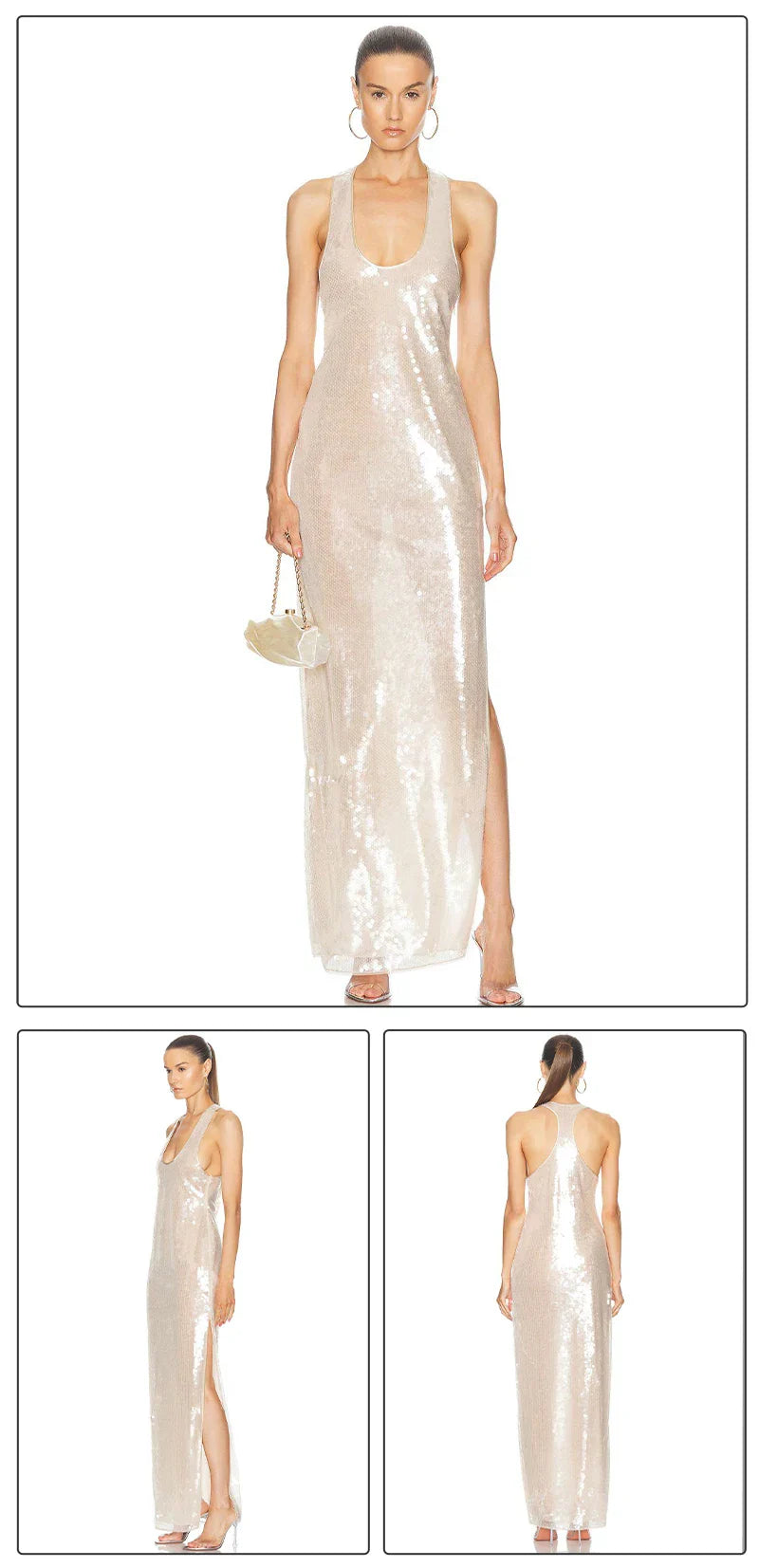 Levoire | Long Sequined Strapless Gown In Lacquered Plastic