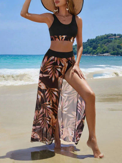 Levoire | Bikini Imprimé Avec Jupe Fendue Orange