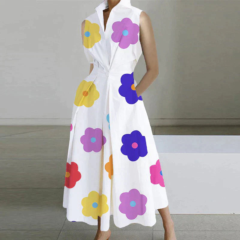 Levoire | Robe Élégante À Manches Courtes Fleur