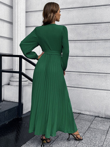 Levoire | Robe Maxi Plissée D'Été À Col V Design Grand Zoom Élégant