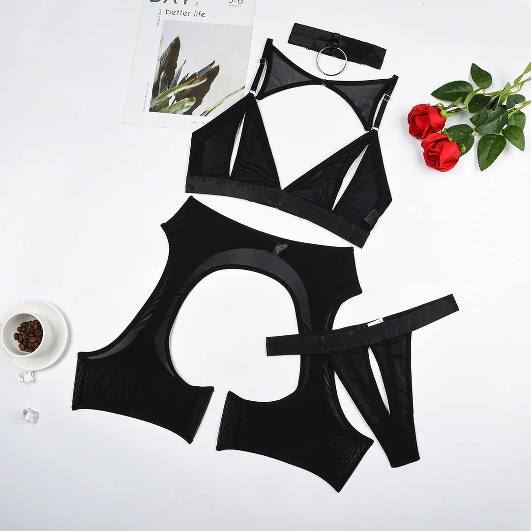 Levoire | Ensemble Complet De Lingerie De Soirée Avec Découpes Noir