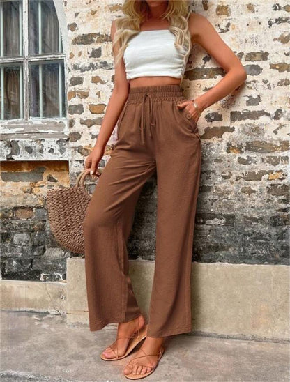 Levoire | Femme Pantalon Taille Haute - L'été Marron